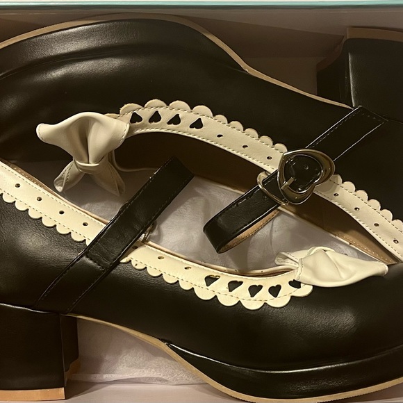 ELFY WOMEN BOW MARY JANE SHOES ANKLE STRAP LOLITA SWEET BLOCK MID HEELS PUMPS - Picture 8 of 8